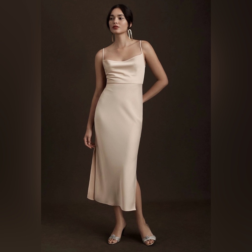 BHLDN Cali Satin Charmeuse Midi Dress